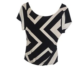White House Black Market Geometric Print Short Sleeve Scoop Neck Top Size L